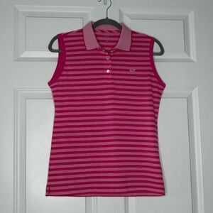 Vineyard Vines Sleeveless Collar Golf Tennis Top Pink Stripe Women’s XS